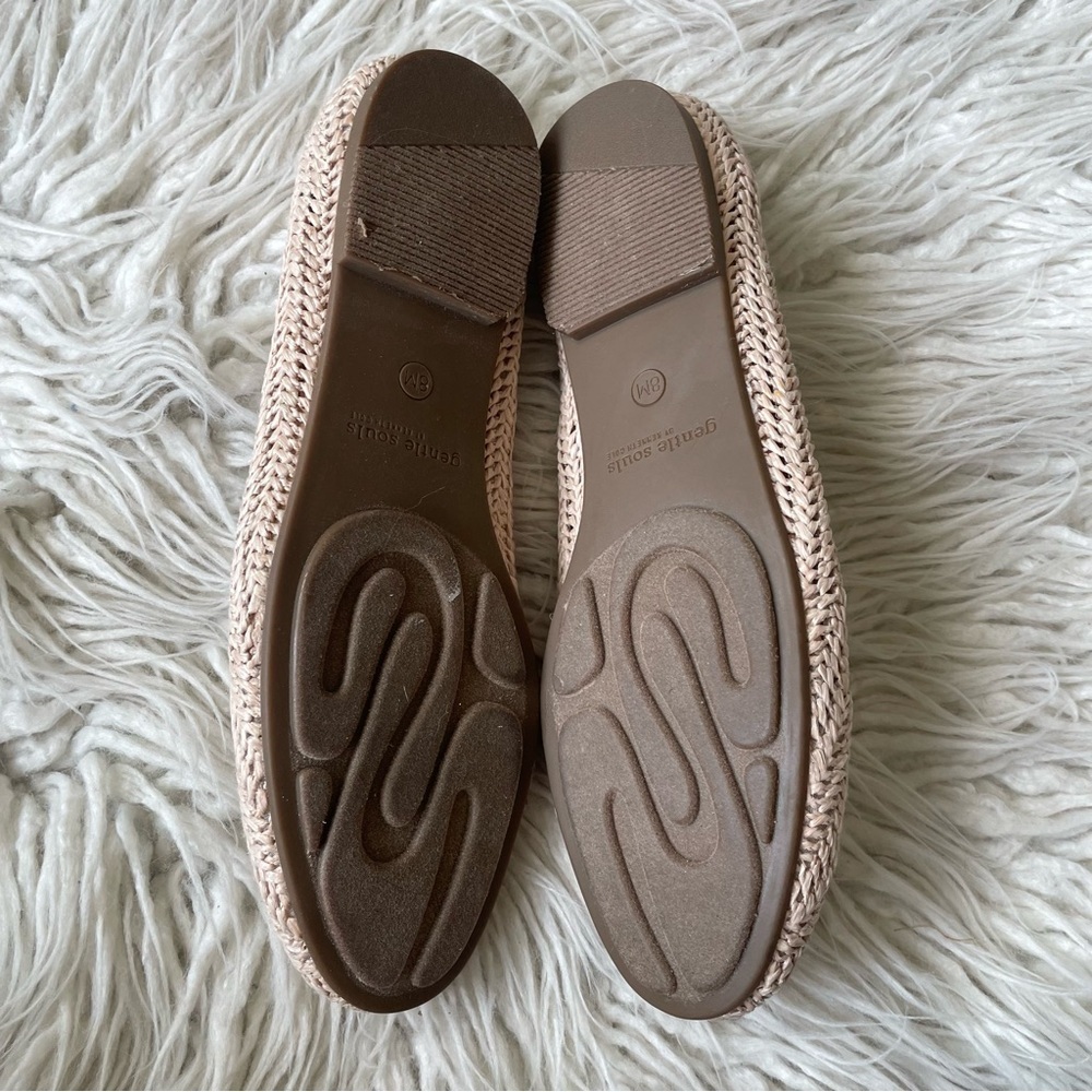 GENTLE SOULS Kenneth Cole Leather Woven Natural Beige Eugene Smoking Flats EUC 8 - Picture 8 of 12